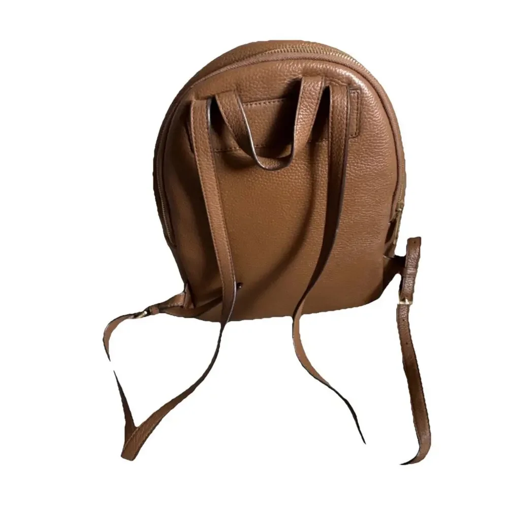 Michael Kors Brown Pebbled Leather Backpack Gold Hardware Zipper‎ Inner Pockets